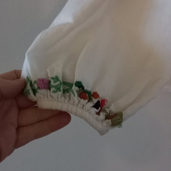 ZARA TRAFALUC cotton multi coloured embroidery puff sleeve blouse - Picture 5 of 11